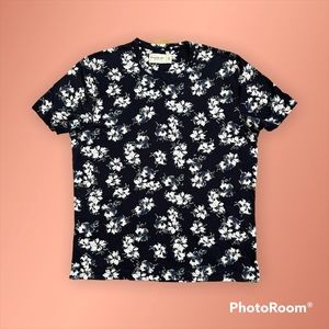 ABERCROMBIE FLORAL TEE NAVY MEN XLARGE WORN